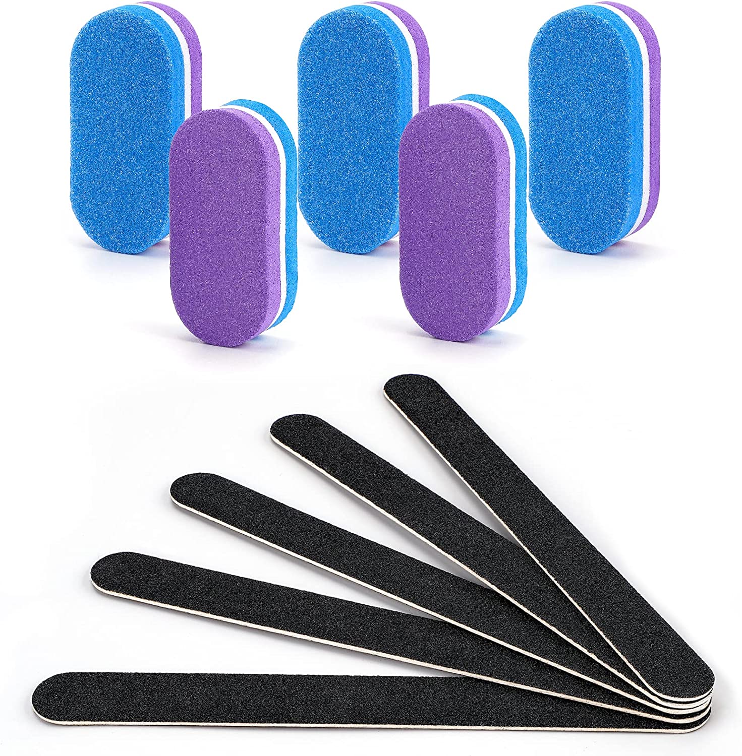 230816065714070_1 Nail File and Buffer Professional Manicure Tools Kit Emery Board & Nail Buffer Blocks Double Sided Reuseable 100/180 Grit 10Pcs for Home and Salon Use(Purple) - Image 1